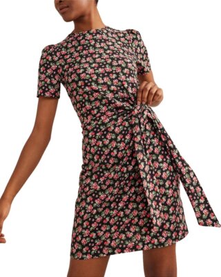 

Женское трикотажное платье с узлом Boden спереди, Black;diamond rose