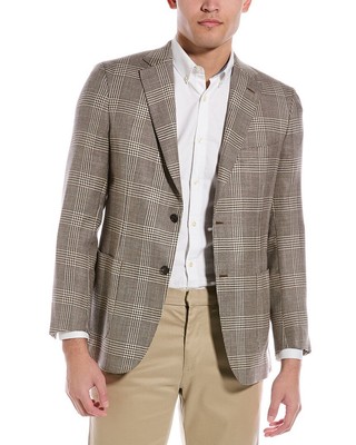 

Мужской пиджак Brioni из шерсти, шелка и льна, Коричневый, NA