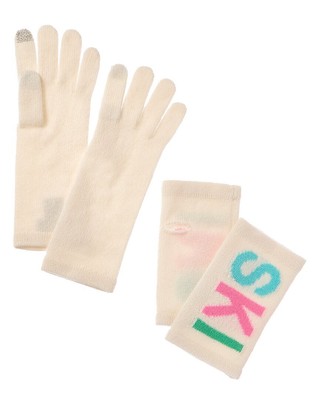 Кашемировые перчатки Hannah Rose Ski Intarsia 3-В-1 Женские белые