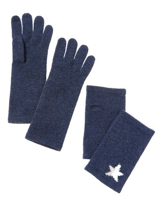 Кашемировые перчатки Hannah Rose Mini Star Intarsia 3-В-1 Женские синие