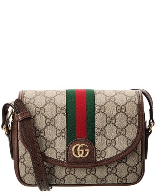 Женская сумка через плечо Gucci Ophidia Mini Gg Supreme из холста и кожи бежевого цвета