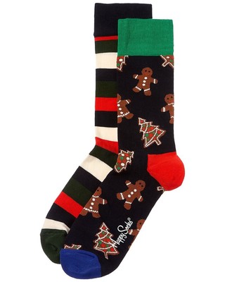 Подарочный набор носков Happy Socks 2Pk с пряничным печеньем, Мужские носки Os