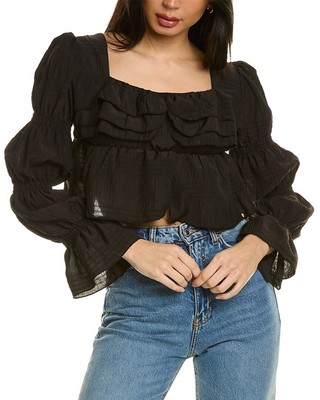 

Женский укороченный топ с рюшами Avantlook, Черный