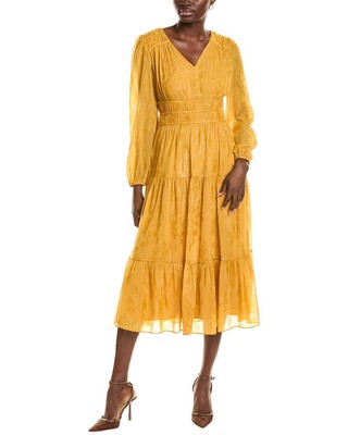 Женское миди-платье Nicole Miller желтого цвета 8