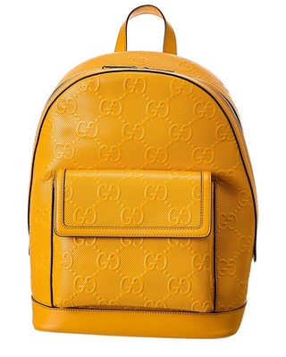 Женский рюкзак из тисненой кожи Gucci Gg желтого цвета