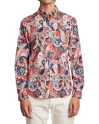

Мужская рубашка на пуговицах Brian с узором пейсли и серого цвета, Pink multi