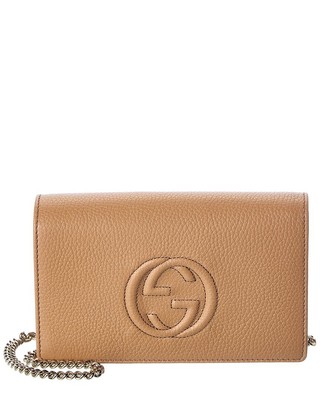 

Женские кожаные сумки через плечо Gucci Soho бежевого цвета, NA