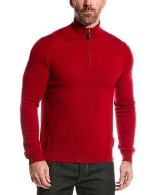 Mette Cashmere 1/4-Zip Mock Sweater Mens Red M