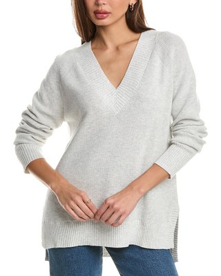 Женский кашемировый свитер Forte Cashmere Thermal с высоким и низким V-образным вырезом из смеси кашемира S
