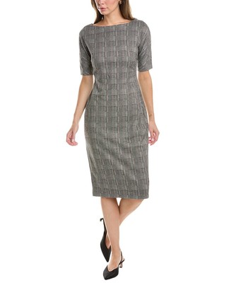 Платье-футляр Maggy London в полоску Glen Plaid Bateau с вырезом лодочкой Женское черное 4