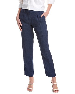 

Льняные брюки Weekend Max Mara Nobile женские синие, Синий, NA