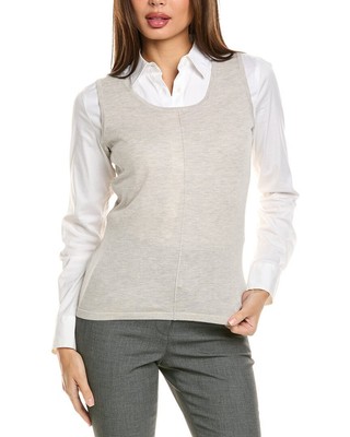 Женская майка из смеси шелка и кашемира со швами Forte Cashmere Xs