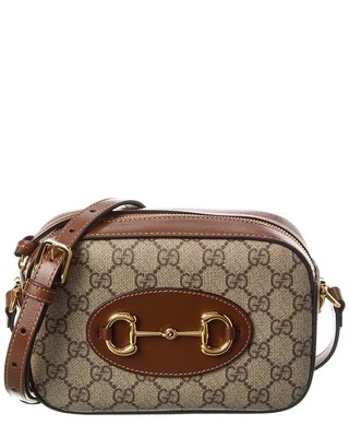 Gucci Horsebit 1955 Small Gg Supreme Canvas & Leather Shoulder Bag Women's Brown