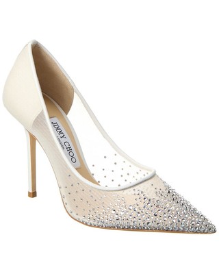 Jimmy Choo Love 100 Туфли из сетки и кожи женские белые 36,5