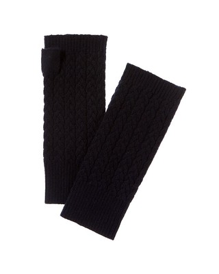 Кашемировые перчатки без пальцев Brodie Cashmere Plait Cable Женские синие