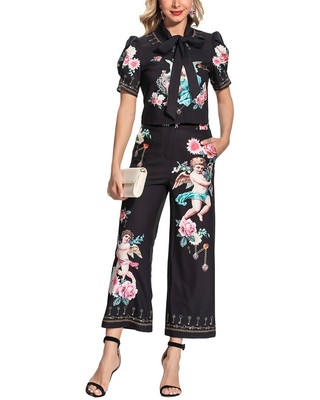 

Женский комплект из блузки и брюк Burryco,  шт, Black - multicolor print