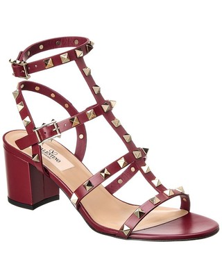 

Женские кожаные сандалии Valentino Rockstud Caged 60 с ремешком на щиколотке, Красный, NA
