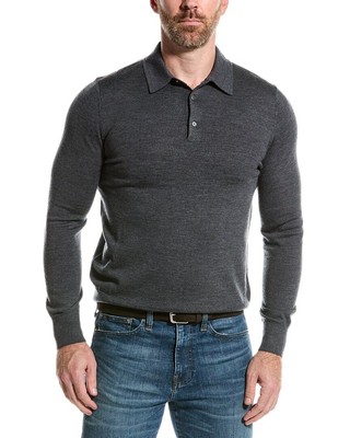 Brooks Brothers Wool Polo Sweater Mens Grey M