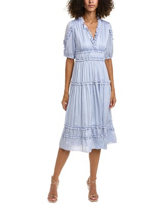 

Платье миди со сборками Bcbgmaxazria, синее, Синий