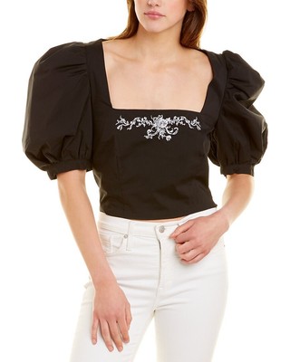 

Женский топ Caroline Constas Delilah с длинными рукавами размера, Bkwheblack white embroidery