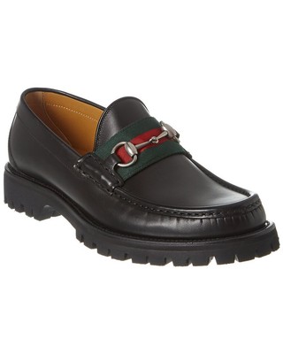 Мужские мокасины из натуральной кожи Gucci Web Horsebit Черный 6