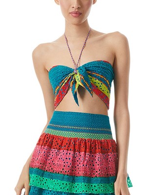 

Женский топ Alice + Olivia Livia Mock Tie Halter, Vcabo stripe/multi