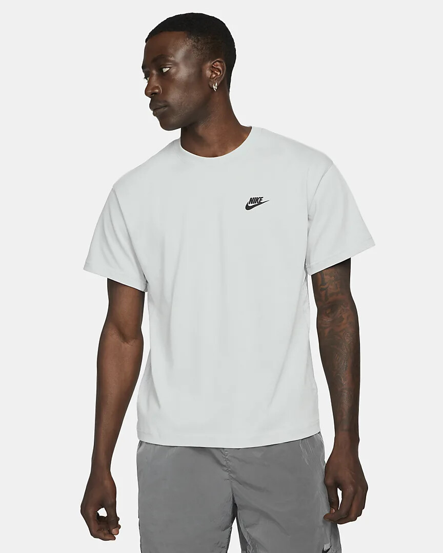 

Мужской легкий вязаный топ с короткими рукавами Nike, серый туман/черный DM6585-063, DM6585-063