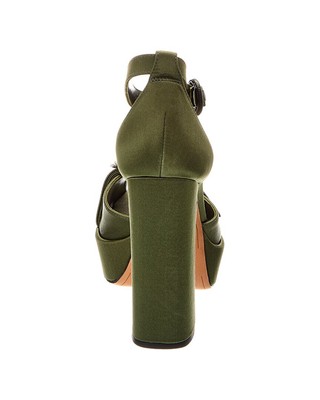 Pre-owned Alexandre Birman Madelina Curve 120 Satin Platform Pump Women's In Green