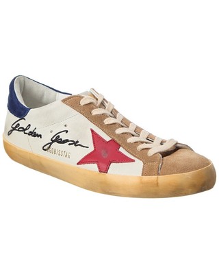 Мужские кроссовки Golden Goose Superstar из кожи и замши белые 42