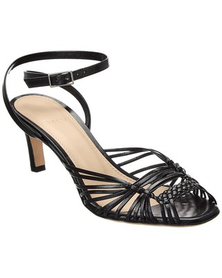 

Женские плетеные кожаные сандалии Theory, черные 37,5, Черный, NA