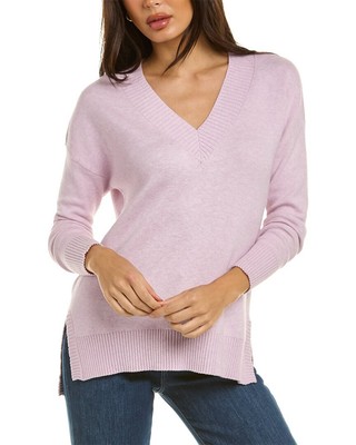 

Двусторонний кашемировый свитер Forte Cashmere High-Low с v-образным вырезом женский фиолетовый