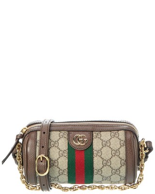 Женское кроссбоди Gucci Ophidia Mini Gg Supreme из холста и кожи бежевого цвета через плечо