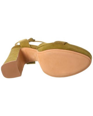 Pre-owned Alexandre Birman Clarita Vita 120 Suede Platform Pump Women's In Green