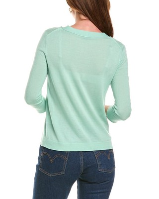 Pre-owned Lafayette 148 York V-neck Cashmere Sweater Women's In Liberty Green