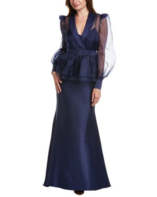 

Женское платье с баской Badgley Mischka, Navy
