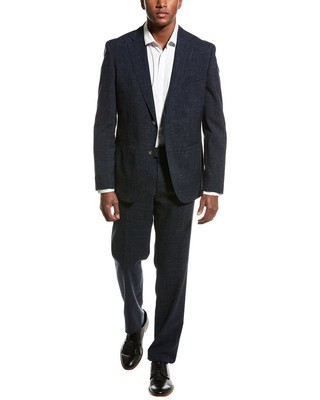 Boss Hugo Boss 2Pc Huge Slim Fit Wool & Linen-Blend Suit Mens Blue 38R