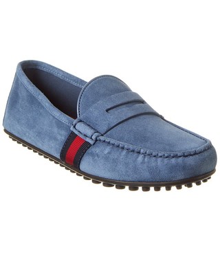 

Мужские замшевые драйверские брюки Gucci Web, Синий, NA