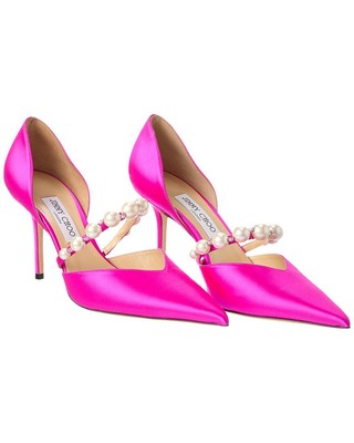

Атласные туфли Jimmy Choo Aurelie 85 (оригинальные бывшие в употреблении), женские, Fuchsia/white, NA