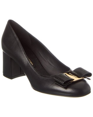 Кожаные туфли-лодочки Ferragamo Vara Bow женские черные 6C