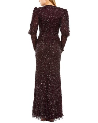 Pre-owned Mac Duggal Column Gown Women's In Purple