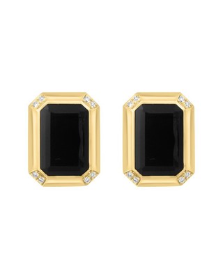 Женские серьги с бриллиантами и ониксом Effy Fine Jewelry 14 Карат весом 4,26 Карата