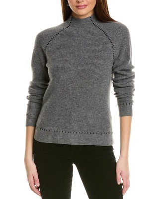 Кашемировый свитер Amicale Cashmere Whipstitch с шейкером и воронкообразным вырезом, женский серый Xs