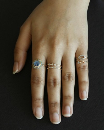 Pre-owned J.o.n 14k Gold Genuine Diamond Size-3-8 Us Water Baby Wave Ring Beach Lovers Jewelry In White