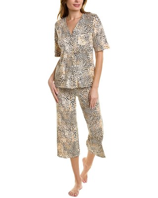 

Ellen Tracy 2Pc Свободный пижамный комплект кимоно женский коричневый размер