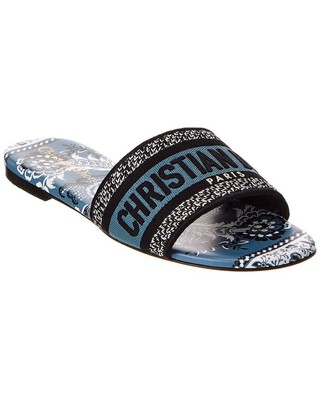 Dior Dway Canvas & Leather Sandal Women's Blue 36