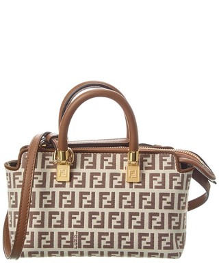 Женская сумка через плечо Fendi By The Way Mini Ff & Leather коричневого цвета Os