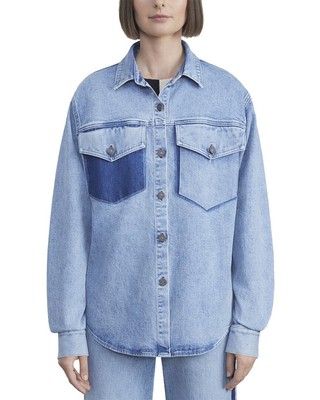 Lafayette 148 New York Wash Block Shirt Womens  M