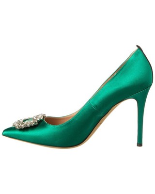Pre-owned Sjp By Sarah Jessica Parker Fatma 100 Satin Pump Women's In Green