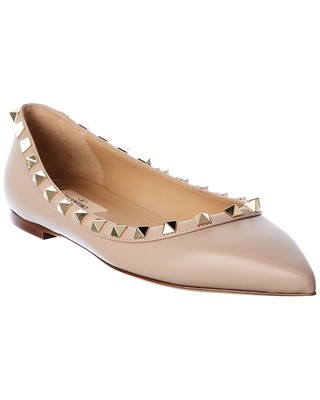 

Кожаные женские туфли на плоской подошве Valentino Rockstud, Розовый, NA