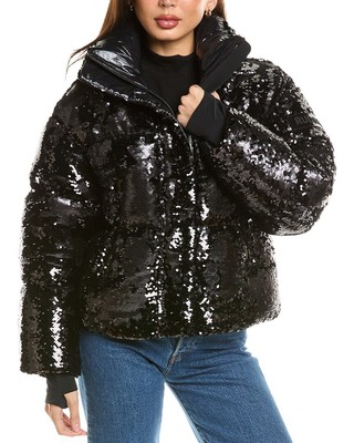 Pre-owned Rudsak Laurence Sequin Down Coat Women's In Black